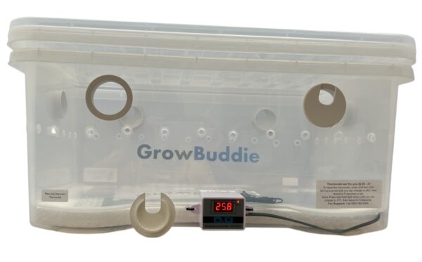 Mushroom incubator for warming mushroom substrate to speed up colonisation.